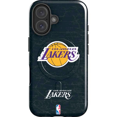 NBA Los Angeles Lakers Black Primary Logo iPhone 16 Plus Magsafe Impact Case